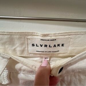 SLVRLAKE White Straight-Leg Distressed Women's Jeans